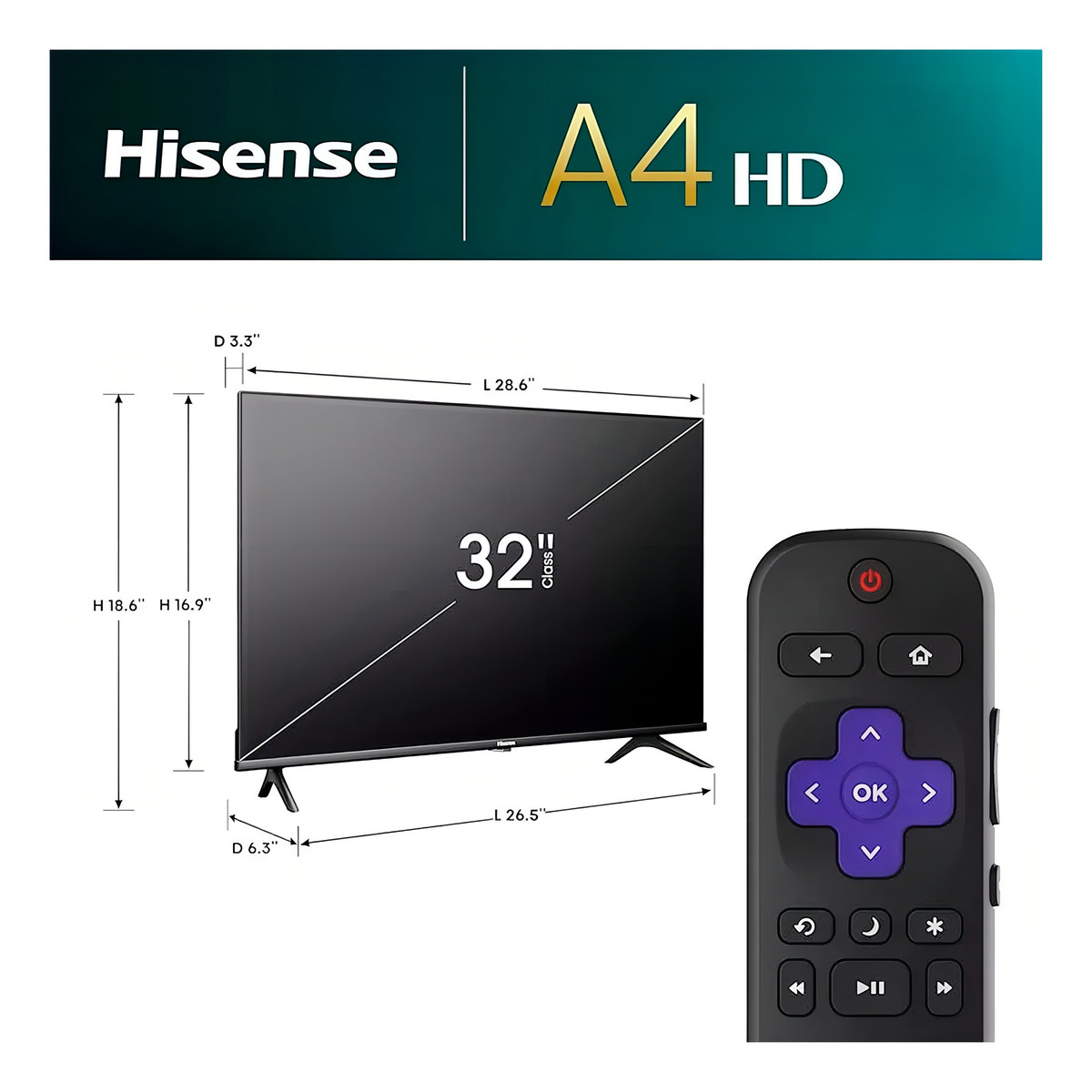 Pantalla Smart Tv Hisense 32 32a4hnr Roku Hd Dolby Audio - Imagen 3