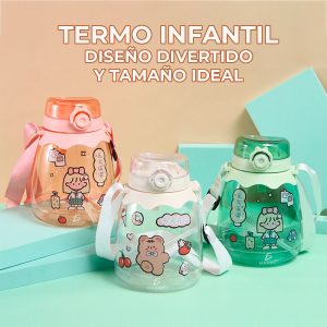 Botella Deportiva Con Medidor Motivacional con Stickers popote tapa correa 1.3 Litros